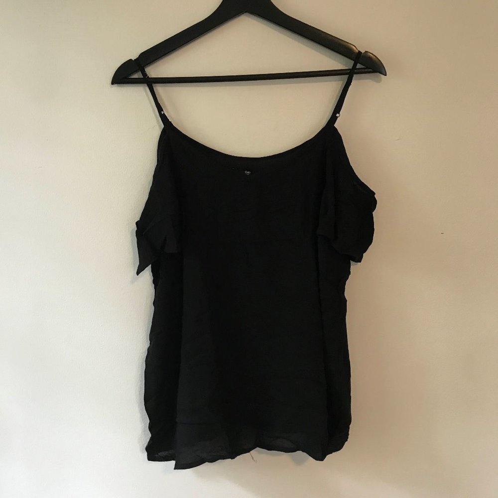 Gap Black Cold Shoulder Adjustable Strap Crop Top - image 3